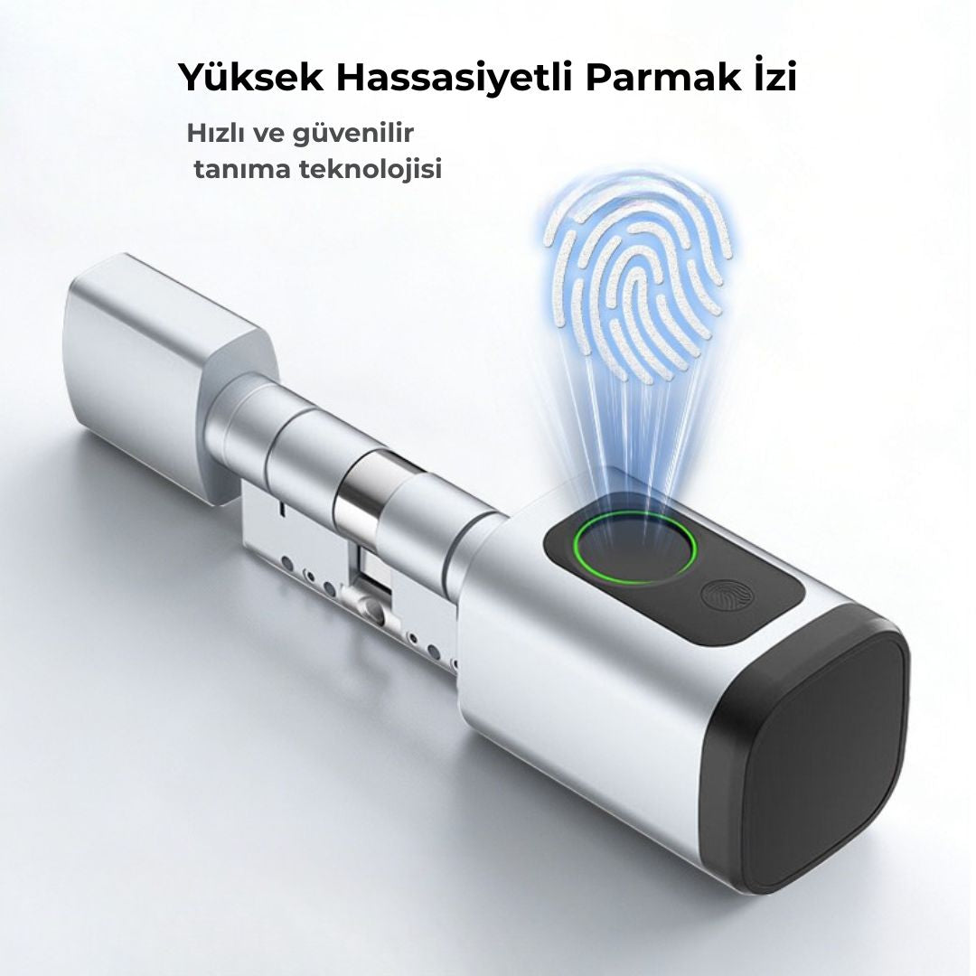 Yeco Bluetooth Akıllı Barel Kilit – Parmak İzi, Şifre, Kart & Mobil Uygulama, Tuya Smart / Smart Life Uyumlu, Type-C Acil Güç Girişi, Ayarlanabilir Silindir