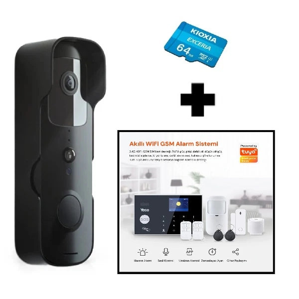 YECO BD-10 Akıllı Görüntülü Kapı Zili – Hareket Sensörlü, IP66, WiFi, Çift Yönlü Ses