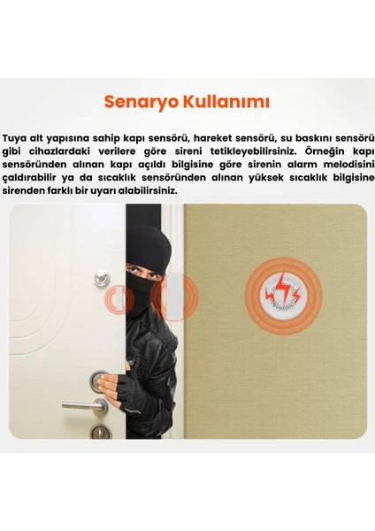 YECO Akıllı Siren Alarm Wifi 100 Db ( Tuya - Smart Life Uyumlu)