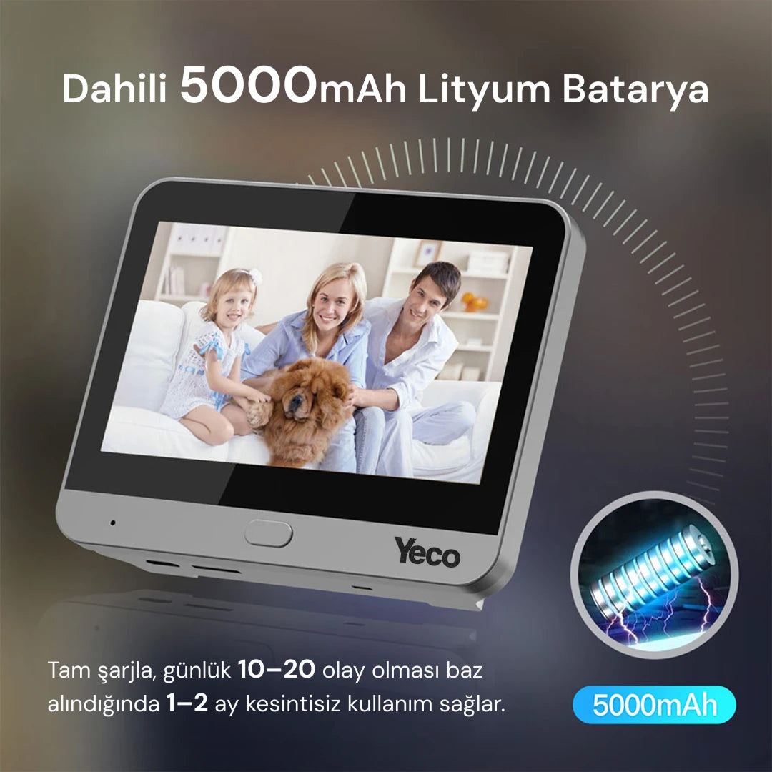 YECO PD-20 Akıllı Kapı Zili – LCD Ekranlı, Hareket Sensörlü, Mobil Uyumlu