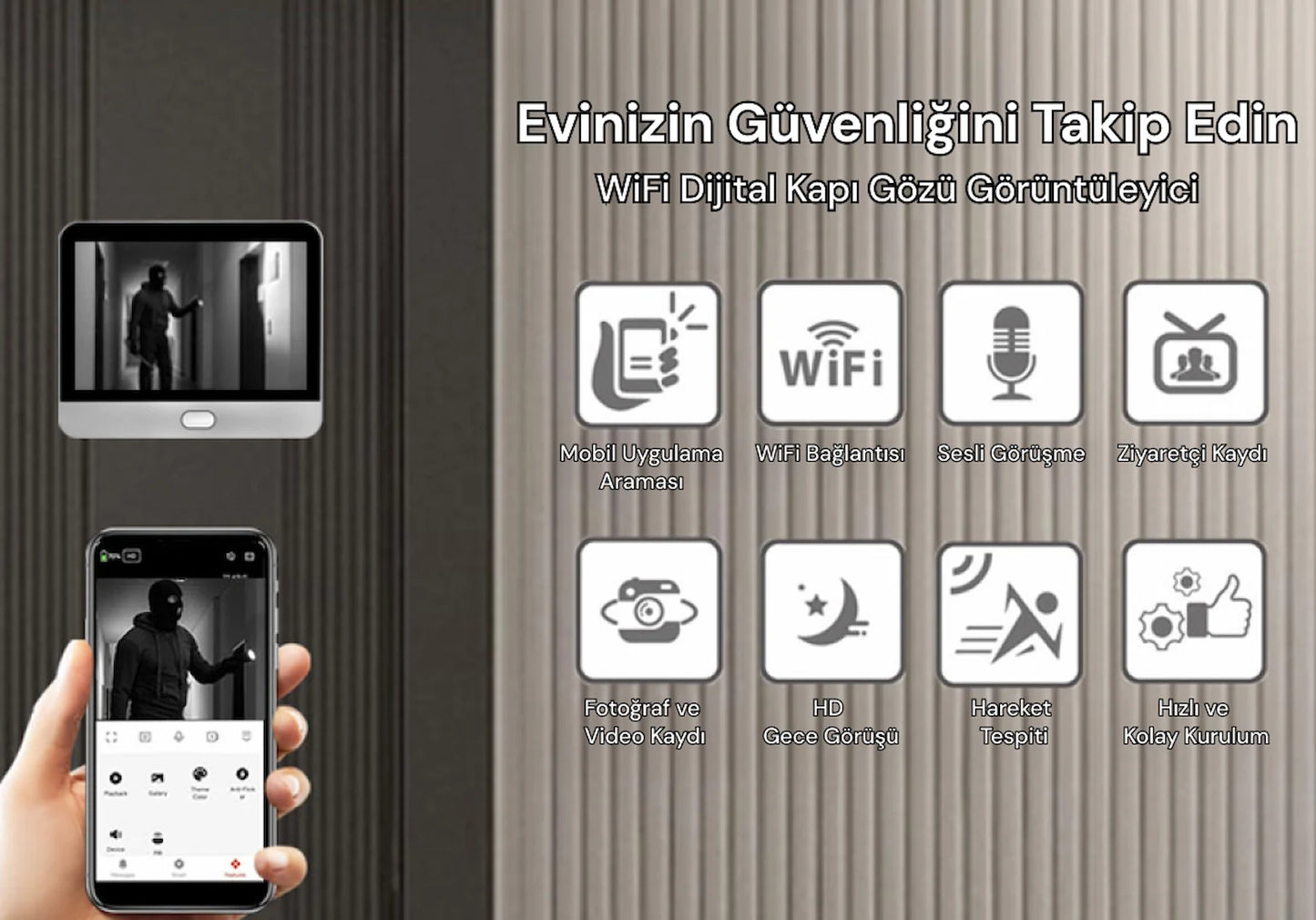 YECO PD-20 Akıllı Kapı Zili – LCD Ekranlı, Hareket Sensörlü, Mobil Uyumlu