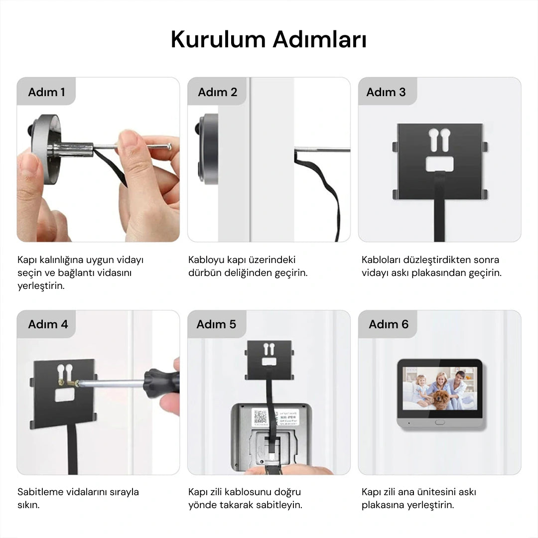 YECO PD-20 Akıllı Kapı Zili – LCD Ekranlı, Hareket Sensörlü, Mobil Uyumlu