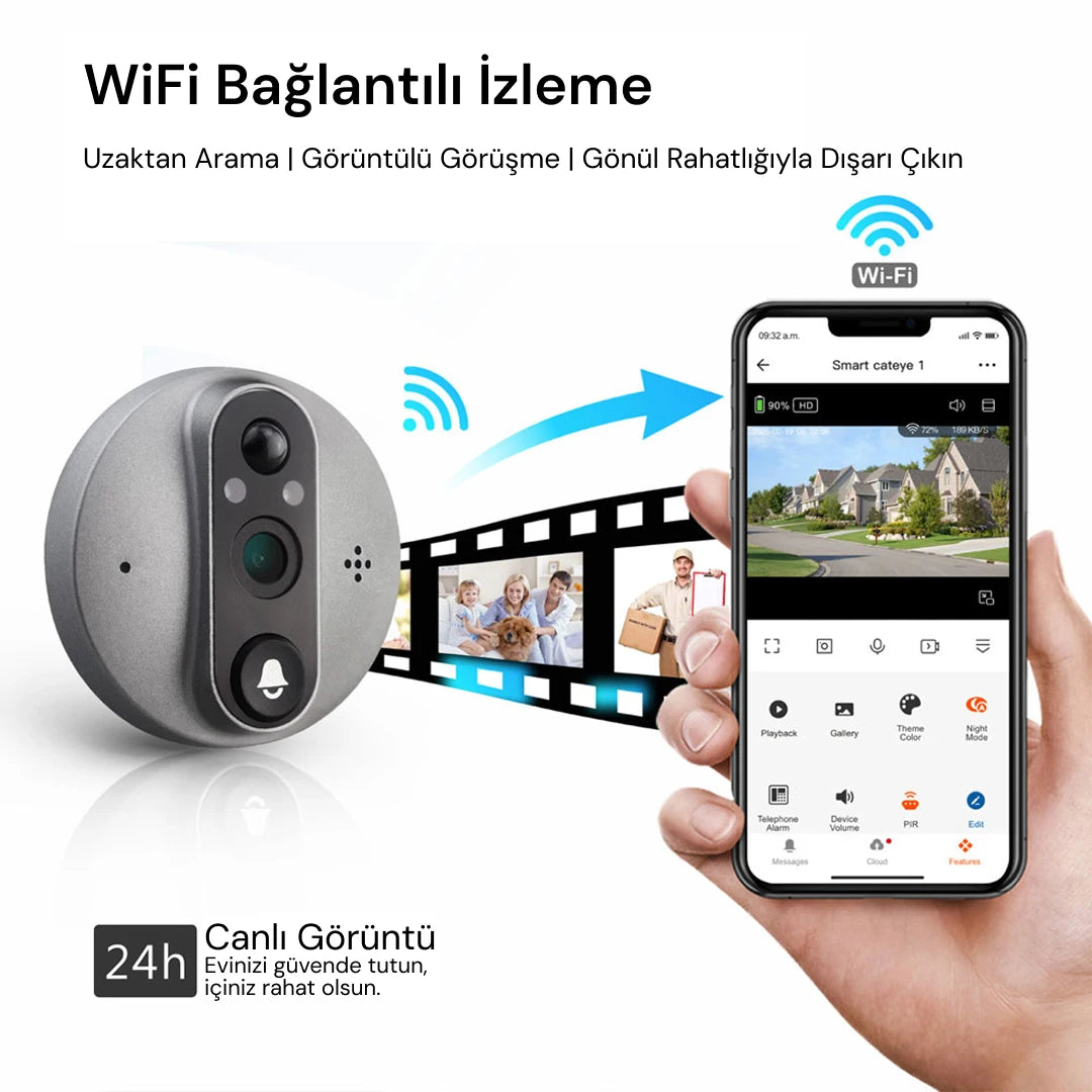 YECO PD-20 Akıllı Kapı Zili – LCD Ekranlı, Hareket Sensörlü, Mobil Uyumlu