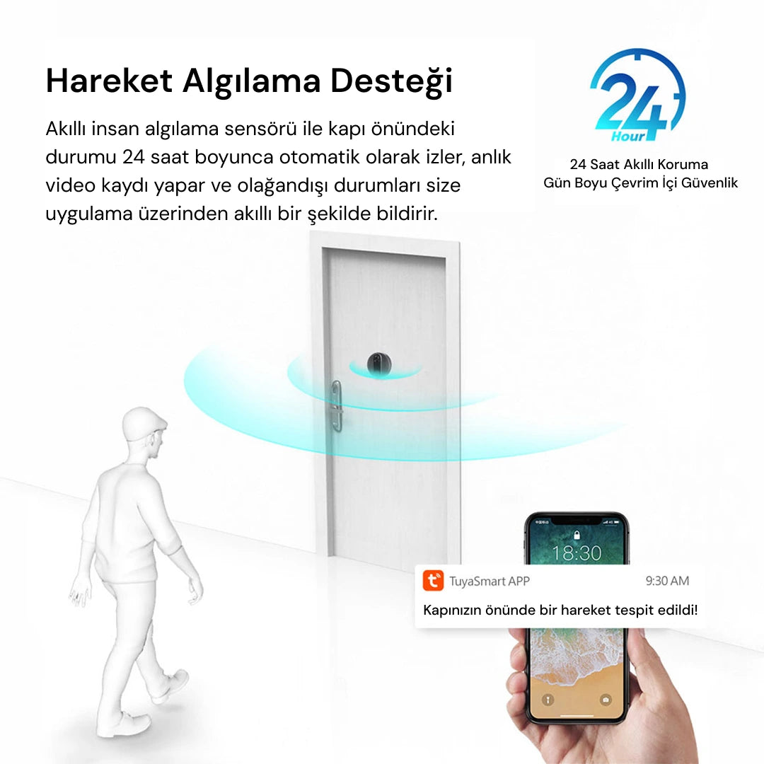 YECO PD-20 Akıllı Kapı Zili – LCD Ekranlı, Hareket Sensörlü, Mobil Uyumlu