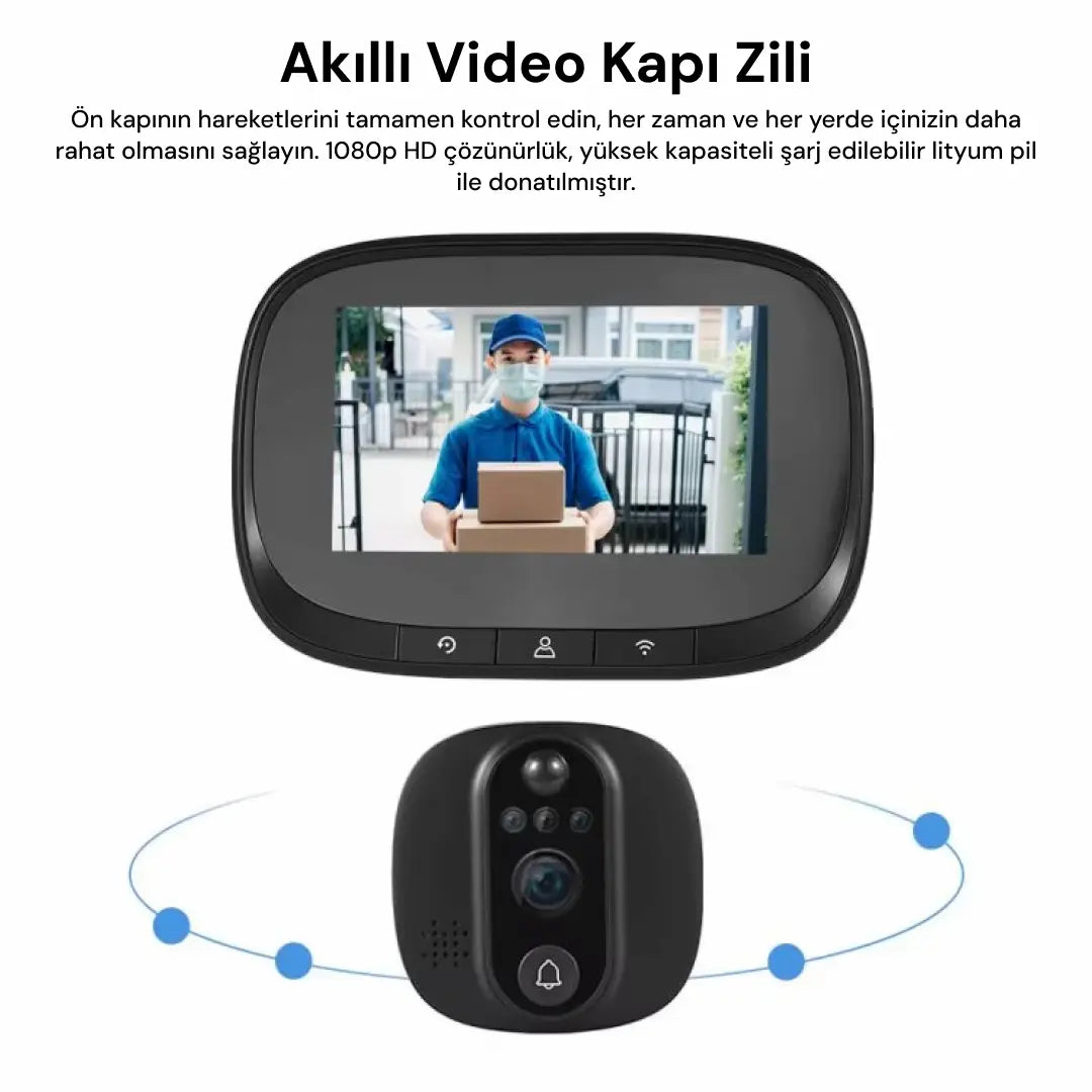 Yeco PD-10 Akıllı Görüntülü Kapı Zili – Kablosuz, Tuya Uyumlu, 1080P Güvenlik Kameralı Zil