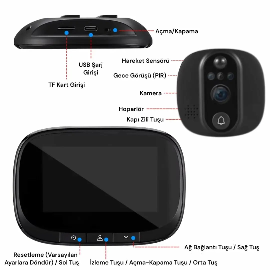 Yeco PD-10 Akıllı Görüntülü Kapı Zili – Kablosuz, Tuya Uyumlu, 1080P Güvenlik Kameralı Zil