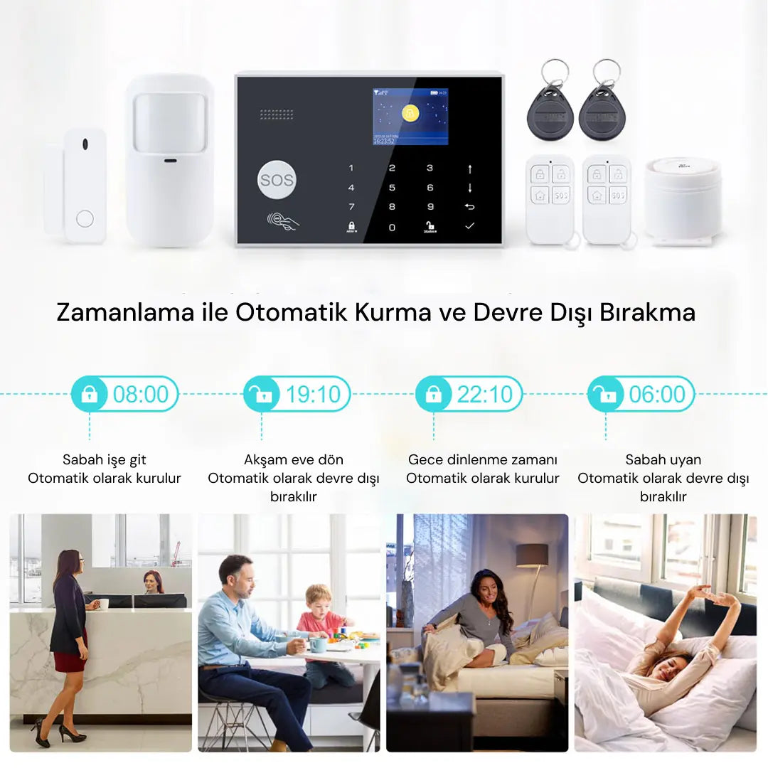 YECO SAS-10 Akıllı Alarm Sistemi, Wifi ve 4G GSM Bağlantısı, Hareket ve Kapı-Pencere Sensörü, Mobil Uyumlu