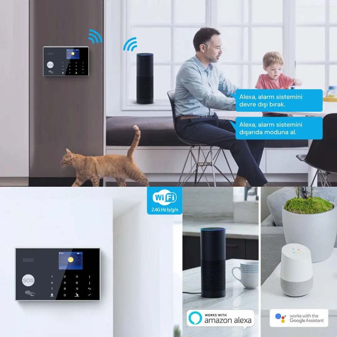 YECO SAS-10 Akıllı Alarm Sistemi, Wifi ve 4G GSM Bağlantısı, Hareket ve Kapı-Pencere Sensörü, Mobil Uyumlu