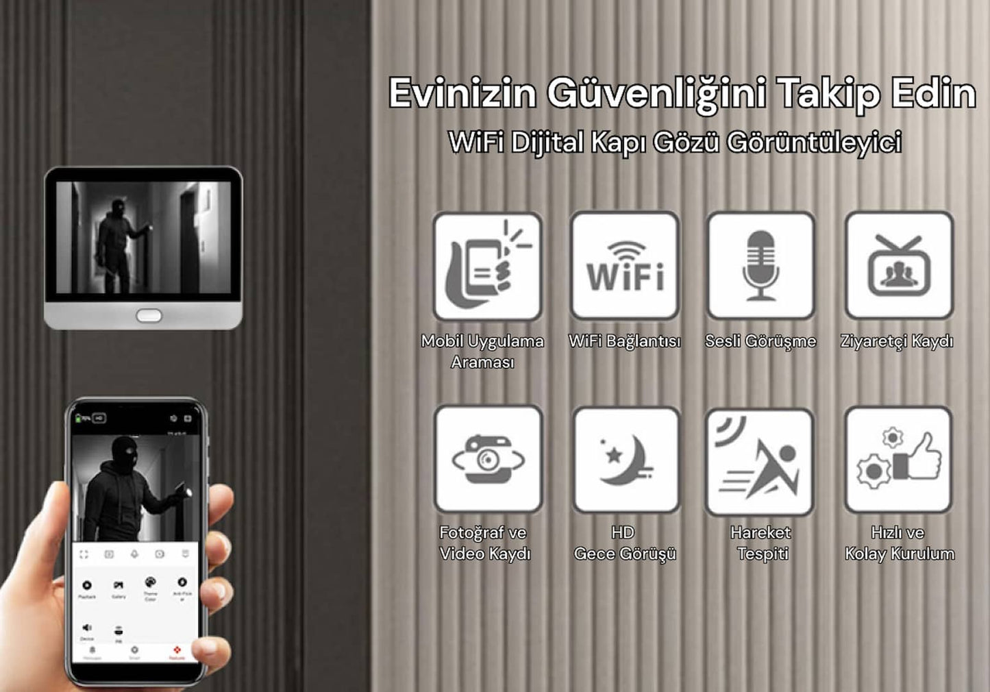 YECO PD-20 Akıllı Kapı Zili – LCD Ekranlı, Hareket Sensörlü, Mobil Uyumlu