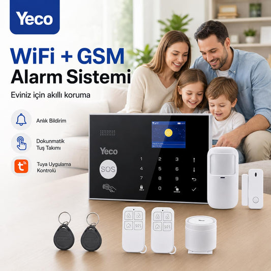 YECO SAS-10 Akıllı Alarm Sistemi, WiFi ve GSM/4G, Tuya Uyumlu, Mobil Kontrollü