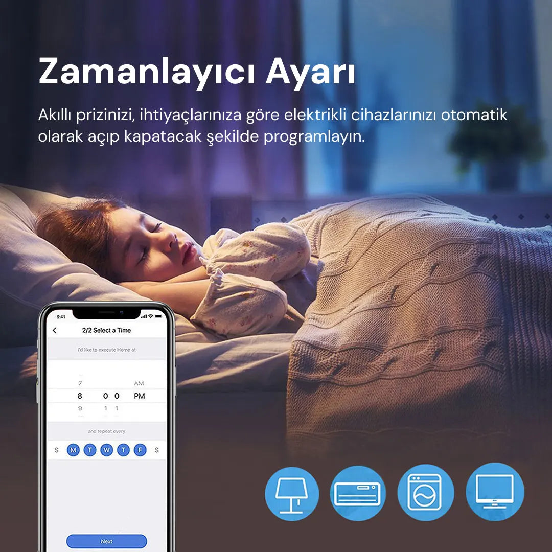Yeco SP-16 Akıllı Priz, Wi-Fi Uyumlu, Telefonla Kontrol, 16A Akım Koruma, Enerji İzleme, 2 Adet
