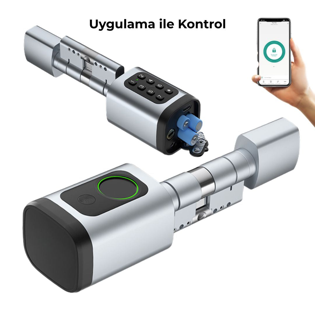 Yeco Bluetooth Akıllı Barel Kilit – Parmak İzi, Şifre, Kart & Mobil Uygulama, Tuya Smart / Smart Life Uyumlu, Type-C Acil Güç Girişi, Ayarlanabilir Silindir