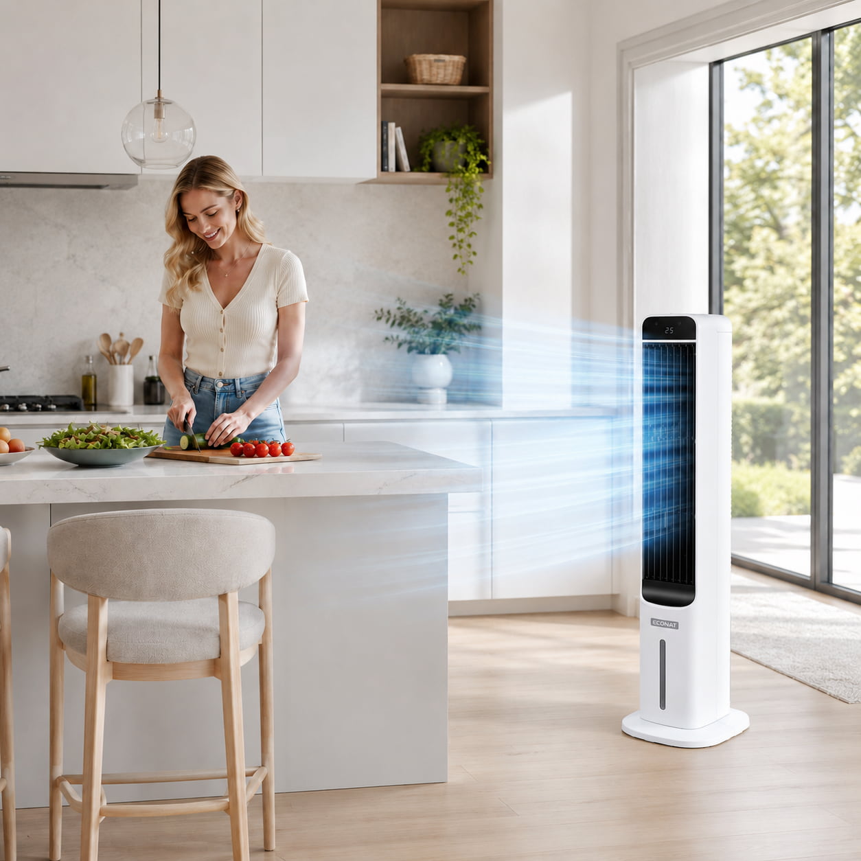 Econat EC5 5L Sulu Soğutucu, Kumandalı, 80W, 3 Hız Kademeli Hava Soğutucu