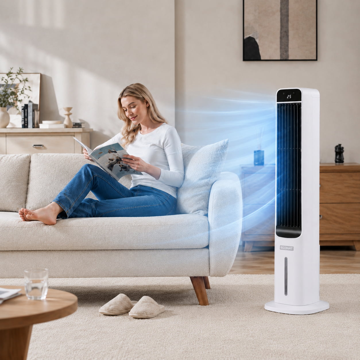 Econat EC5 5L Sulu Soğutucu, Kumandalı, 80W, 3 Hız Kademeli Hava Soğutucu