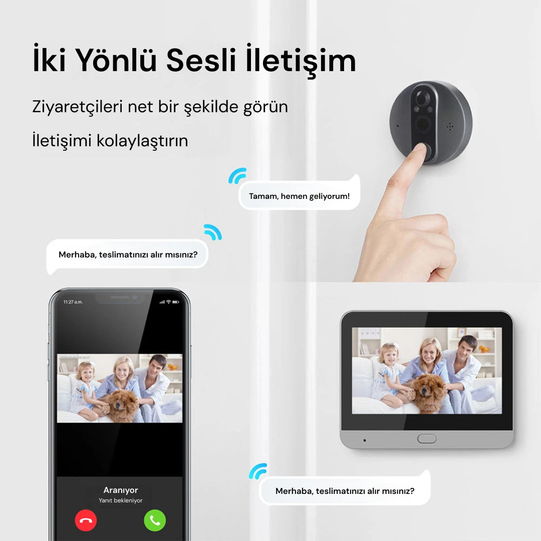 YECO PD-20 Akıllı Kapı Zili – LCD Ekranlı, Hareket Sensörlü, Mobil Uyumlu