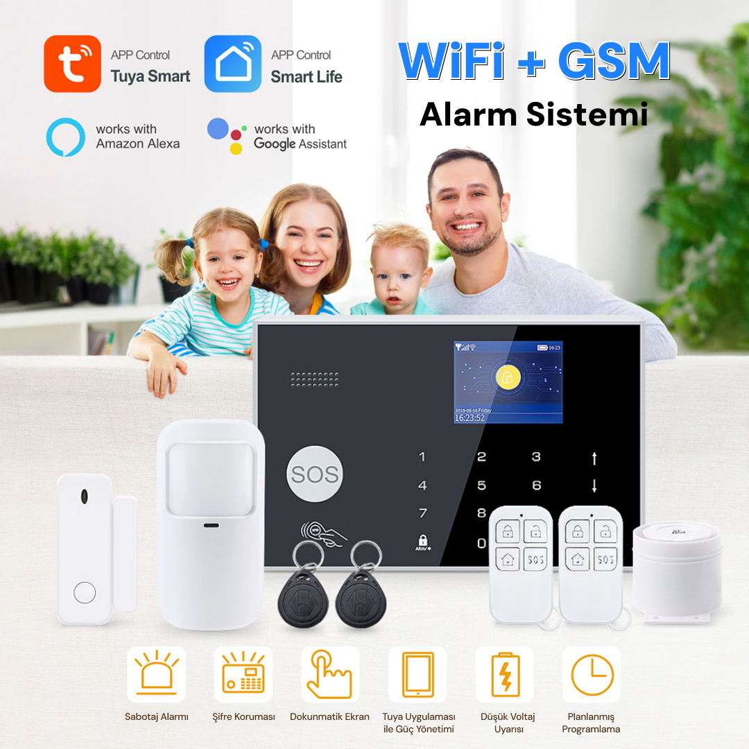 Yeco SAS-10 Akıllı Alarm Sistemi – WiFi, GSM/4G, Tuya Uyumlu, Mobil Kontrollü