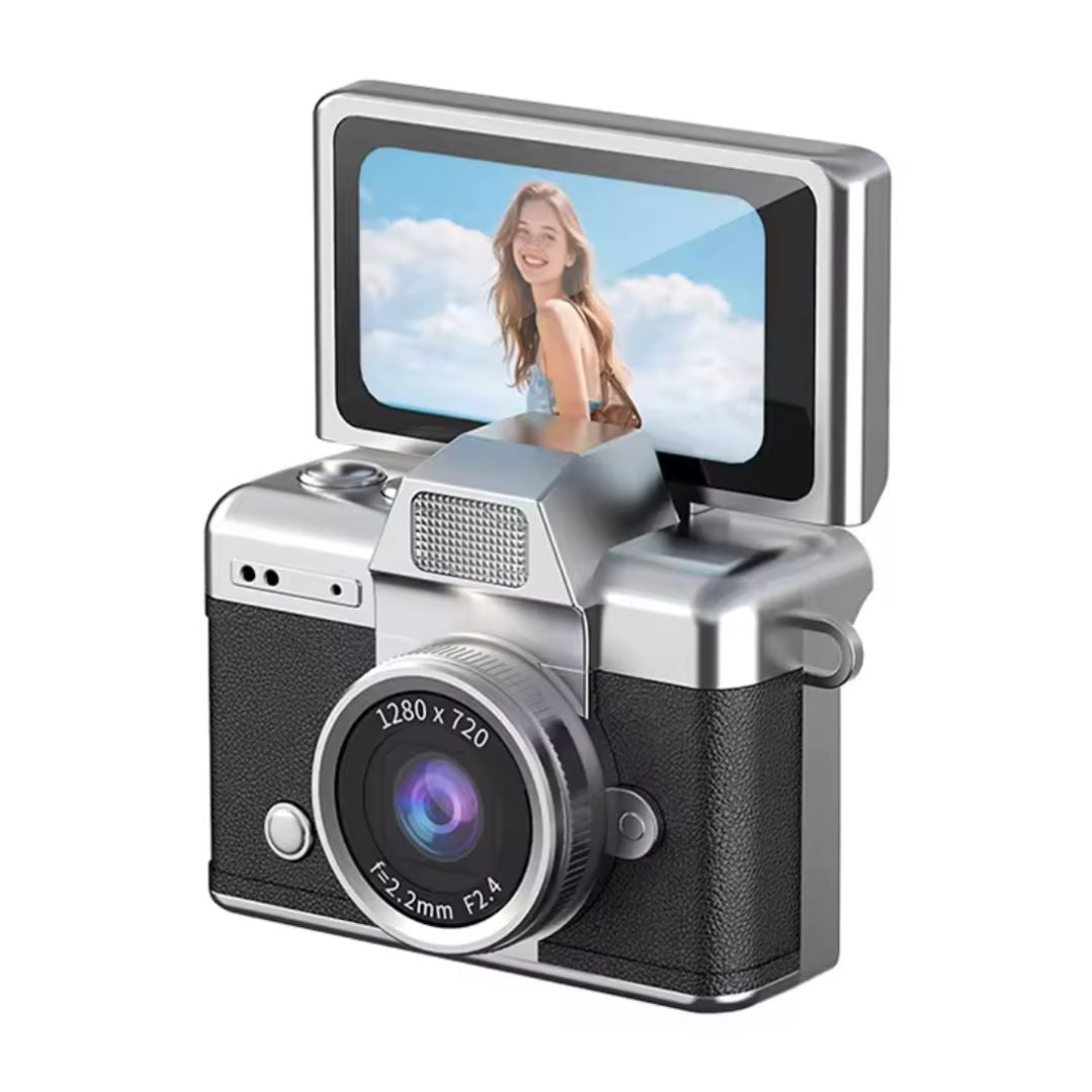 Yeco 48 MP Mini Dijital Kamera, Dönen Ekranlı Selfie Vlog Kamera, 1080P Video, Flaşlı, Siyah