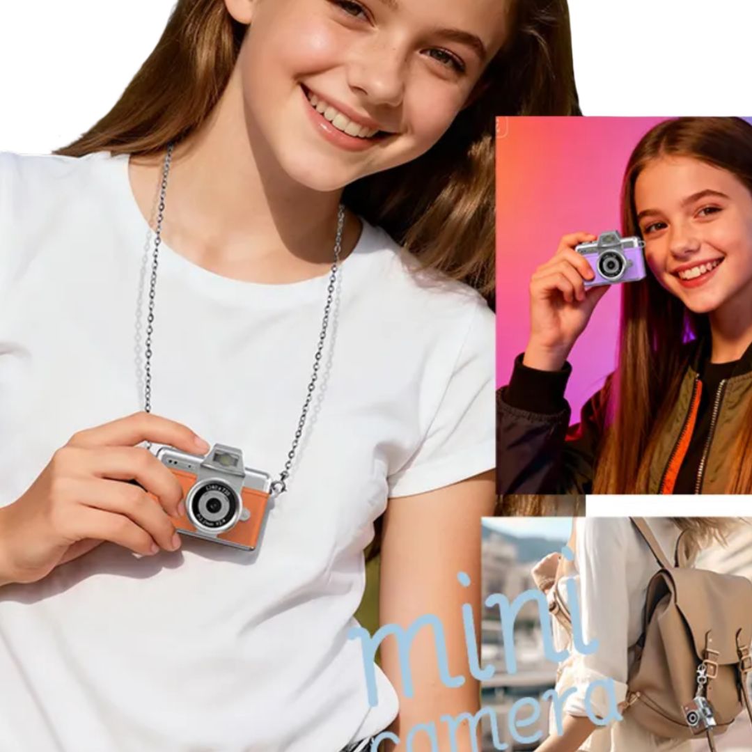 Yeco 48 MP Mini Dijital Kamera, Dönen Ekranlı Selfie Vlog Kamera, 1080P Video, Flaşlı, Siyah