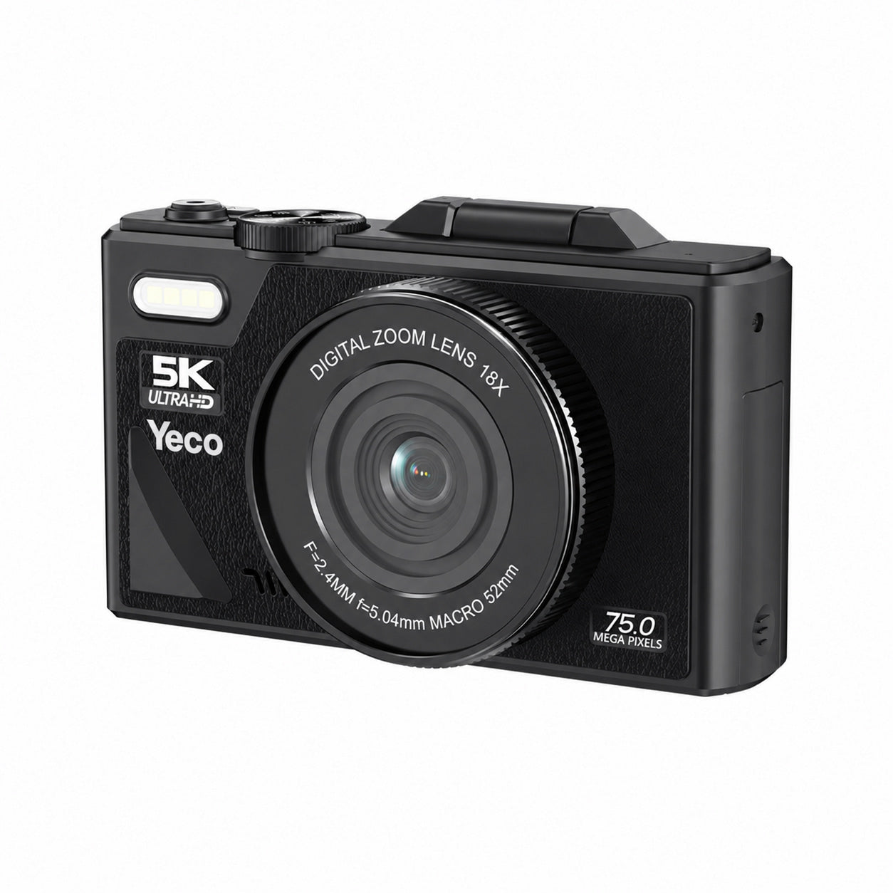 YECO DC75 5K Dijital Kamera 75MP, 18X Zoom, Döner Selfie Ekranı