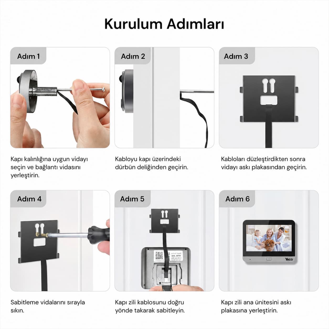 YECO PD-20 Akıllı Görüntülü Kapı Dürbünü, 4.3 İnç LCD Ekran, PIR Hareket Algılama, Çift Yönlü Görüşme, Mobil Uyumlu