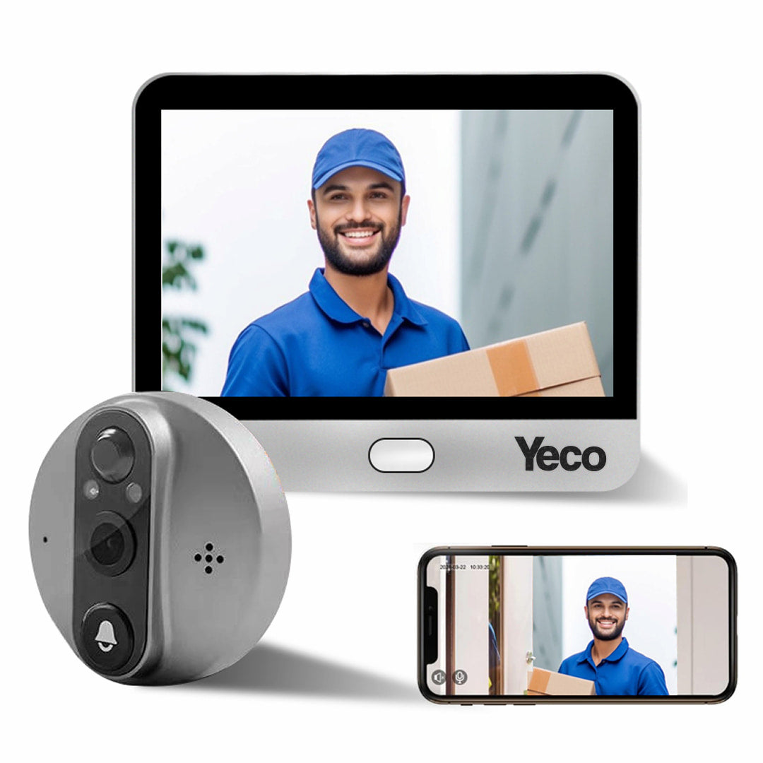 YECO PD-20 Akıllı Görüntülü Kapı Dürbünü, Kioxia 64GB Micro SD Kart Dahil