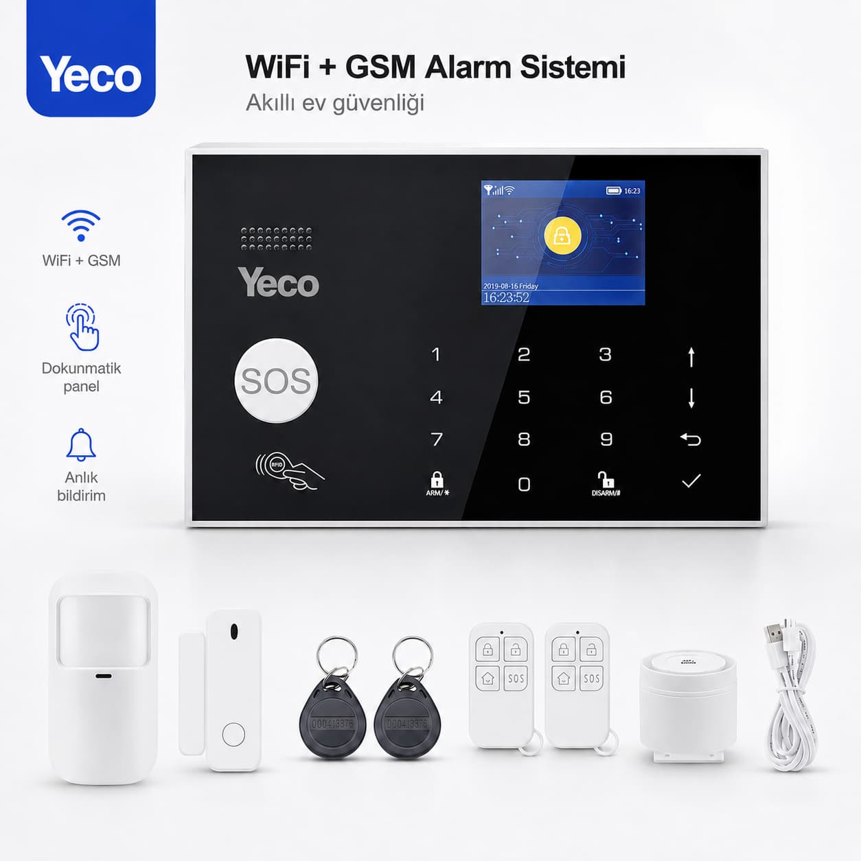 YECO SAS-10 Akıllı Alarm Sistemi, WiFi ve GSM/4G, Tuya Uyumlu, Mobil Kontrollü