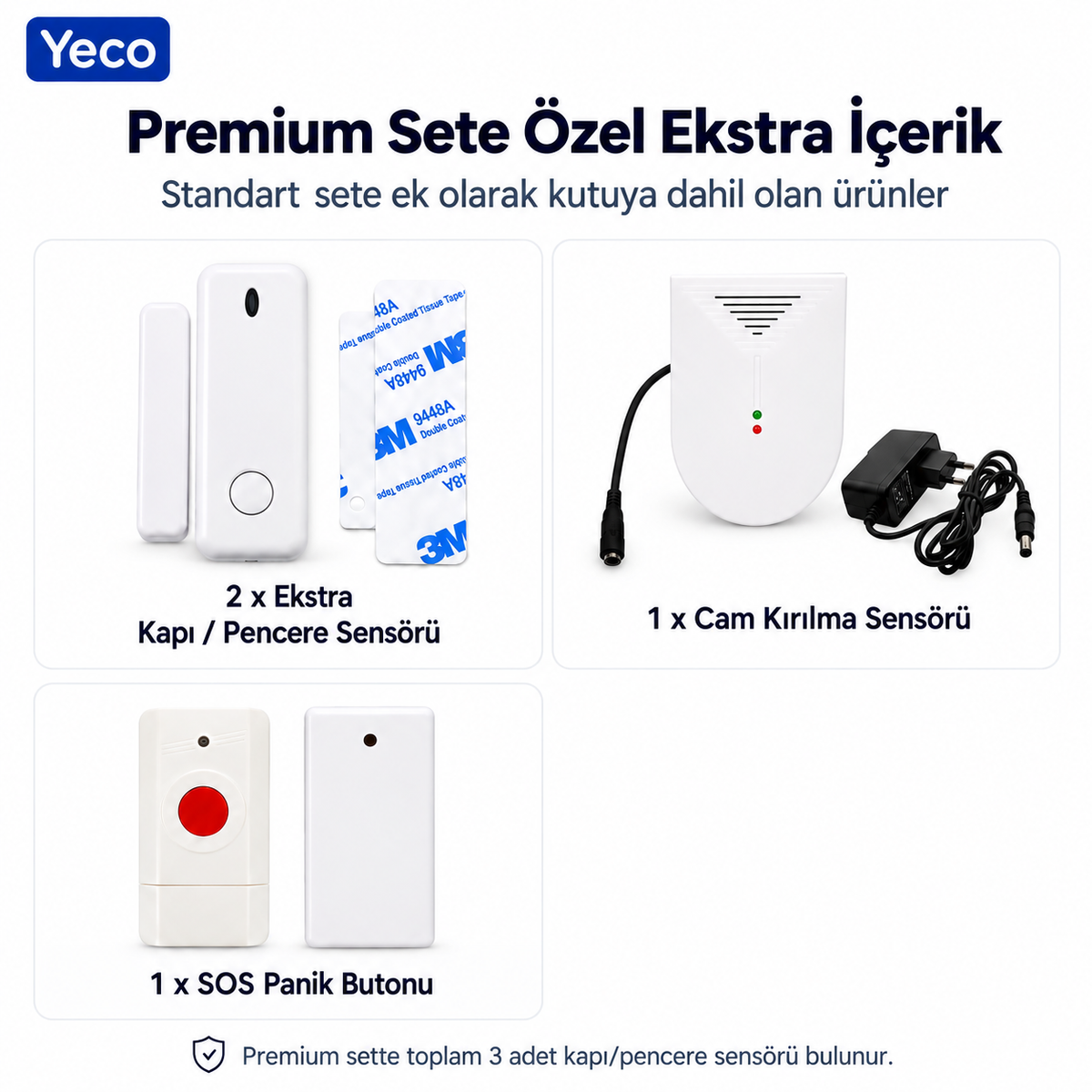 YECO SAS-10 Premium Akıllı Alarm Sistemi, WiFi, GSM/4G, Tuya Uyumlu, Mobil Kontrollü