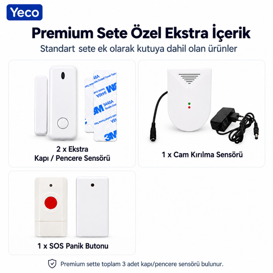 YECO SAS-10 Premium Akıllı Alarm Sistemi, WiFi, GSM/4G, Tuya Uyumlu, Mobil Kontrollü