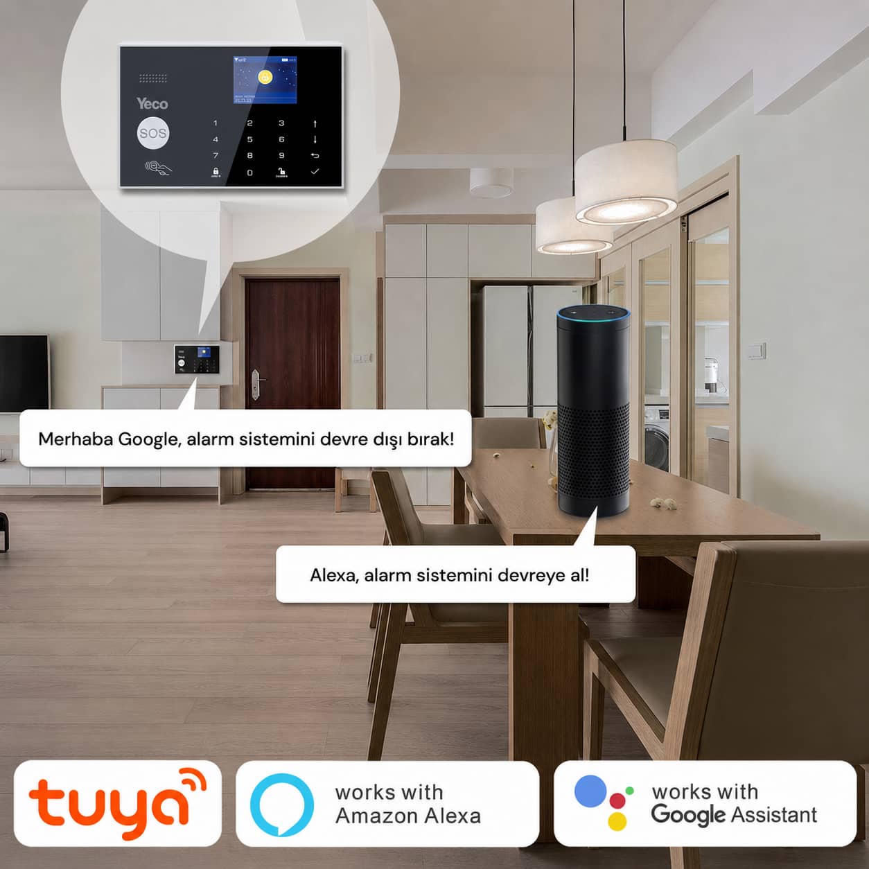 YECO SAS-10 Premium Akıllı Alarm Sistemi, WiFi, GSM/4G, Tuya Uyumlu, Mobil Kontrollü