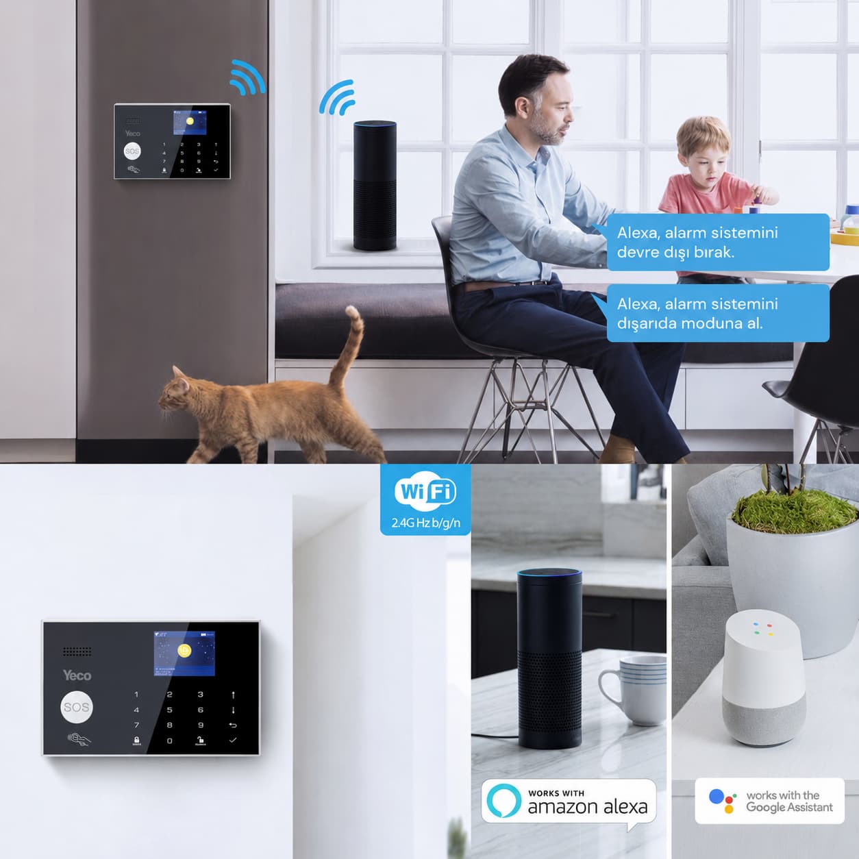 YECO SAS-10 Premium Akıllı Alarm Sistemi, WiFi, GSM/4G, Tuya Uyumlu, Mobil Kontrollü